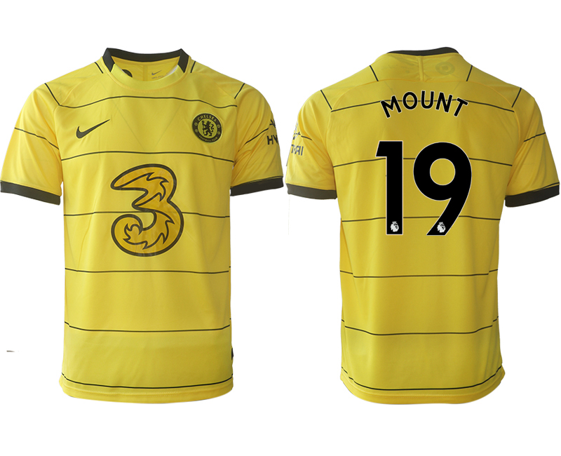 Men 2021-2022 Club Chelsea away aaa version yellow #19 Soccer Jersey